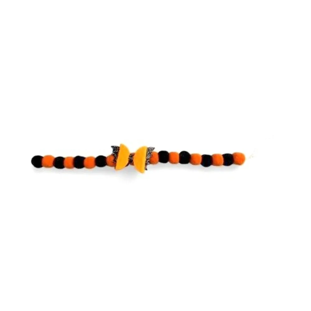 Halloween Pet Collar – Bat Bow for Cats & Dogs, Adjustable Fit Orange/Black